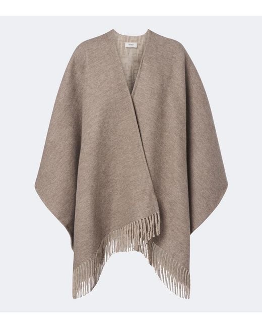 Fendi Brown Reversible Wool And Cashmere Poncho