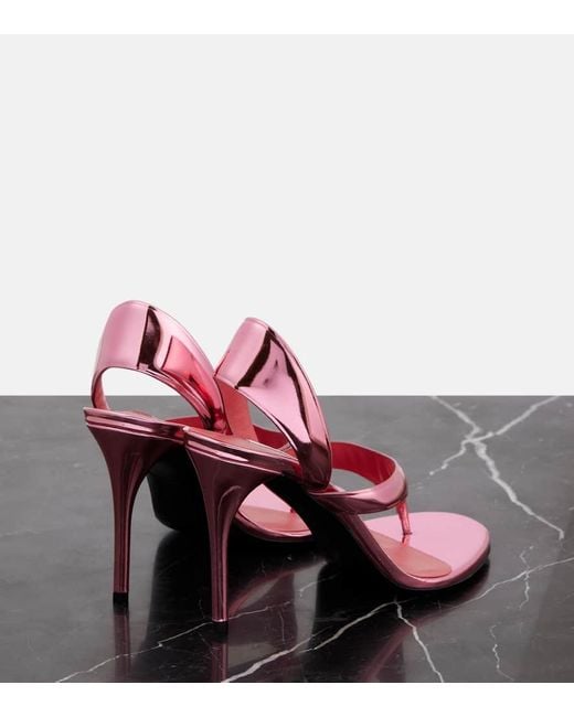 Alaïa Pink Sandalen Infradito 90 Aus Metallic-Leder