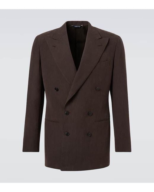 Saman Amel Blazer Aus Leinen-Canvas in Brown für Herren