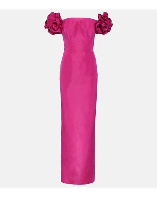 Vestido de seda de un solo hombro Carolina Herrera de color Pink