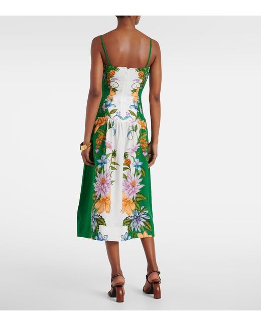 Vestido Midi Sweet Bloom De Mezcla De Lino Farm Rio de color Green