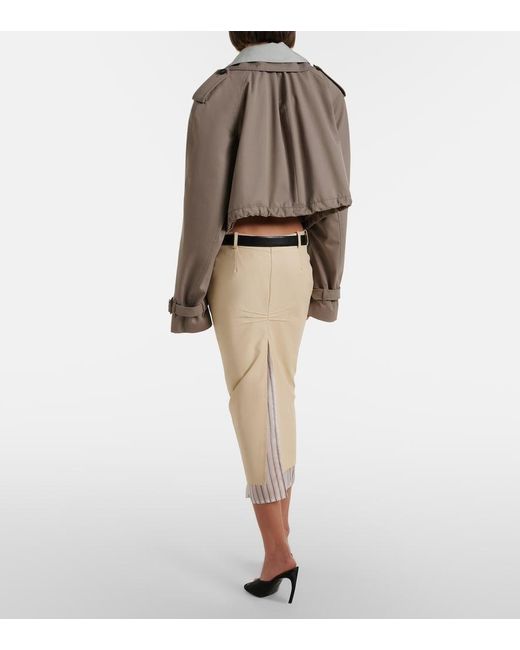 The Attico Natural Cotton-Blend Pencil Skirt