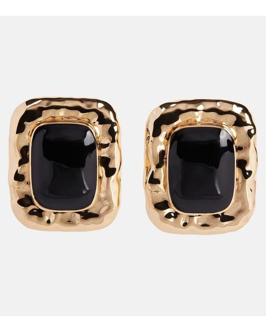 Self-Portrait Black Enamel Earrings