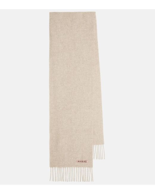 Acne Natural Canada Skinny Fringed Wool Scarf