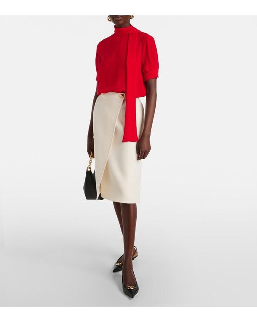 Valentino Natural Crepe Couture Midi Skirt