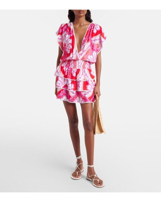 Melissa Odabash Jess Printed Tiered Minidress