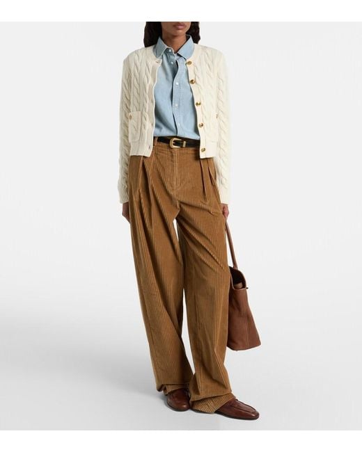Polo Ralph Lauren Natural Cable-Knit Wool And Cashmere Cardigan