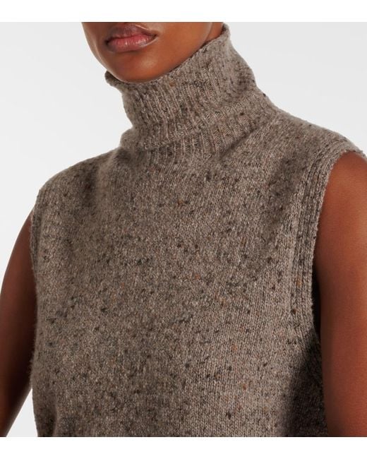 The Row Brown Merilas Cashmere Turtleneck Top
