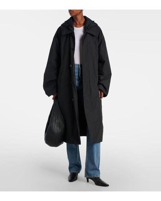 AYA MUSE Black Hooded Cotton-Blend Coat