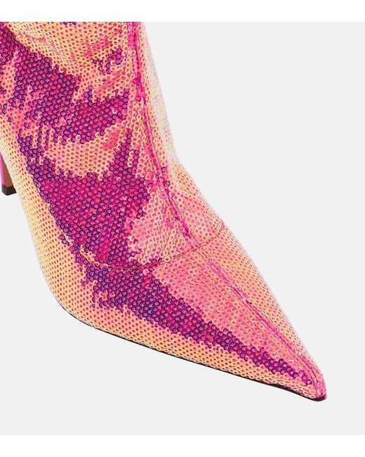 Alexandre Vauthier Pink Sebert Sequined Ankle Boots