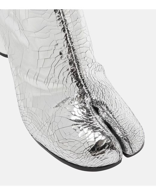 Maison Margiela White Tabi Metallic Leather Ankle Boot
