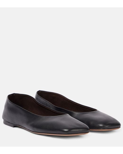 The Row Black Ballerinas Sqaure Aus Leder