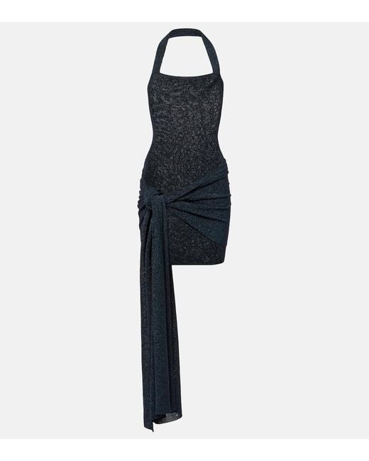 AYA MUSE Blue Gathered Lame Minidress