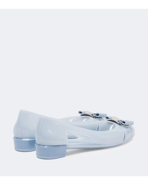 Ferragamo Blue Nara Ballet Flats