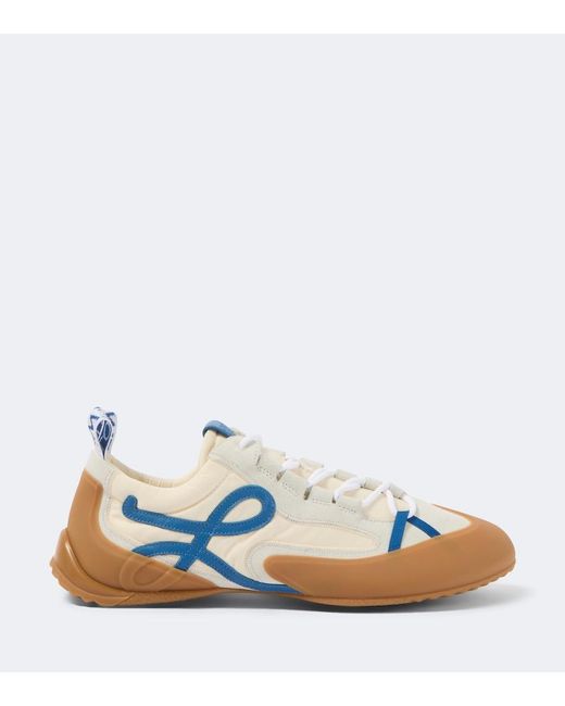 Loewe White Grip Anagram Suede-Trimmed Sneakers for men