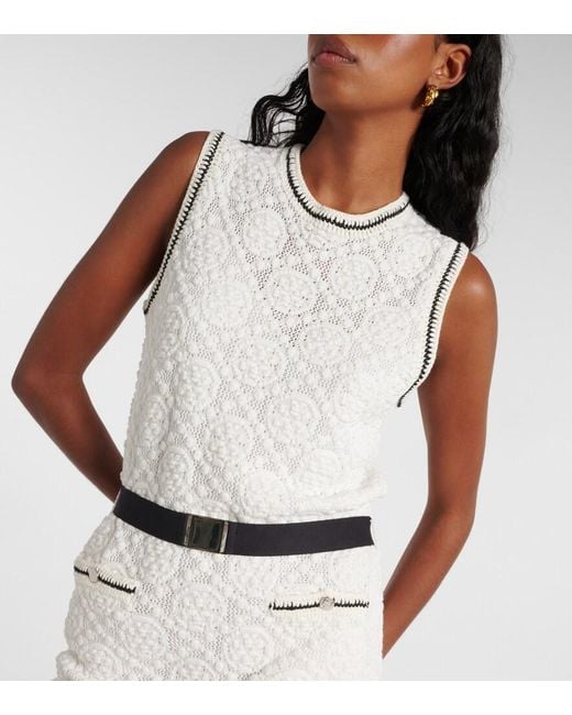 Tory Burch White Belted Cotton Midi Dress