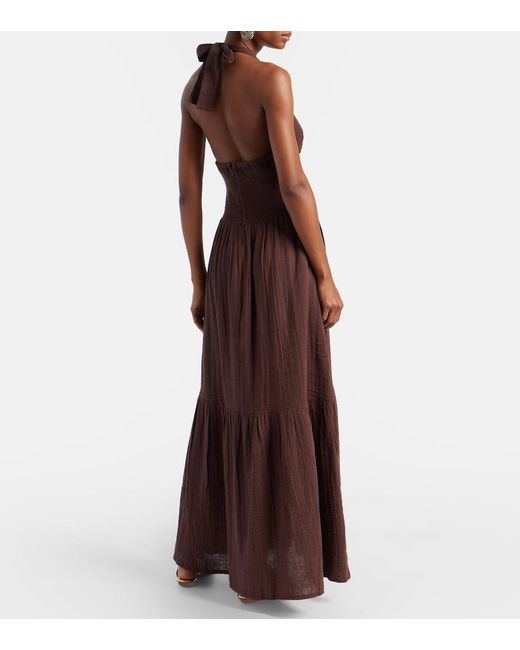 Melissa Odabash Purple Shay Halterneck Cotton Maxi Dress
