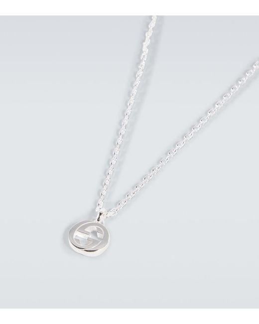 Gucci White Interlocking G Sterling Necklace for men