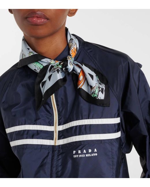 Panuelo En Sarga De Seda Estampado Prada de color Blue