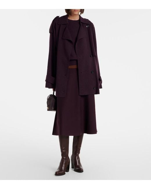 Jardin Des Orangers Purple Cropped Wool And Cashmere Trench Coat