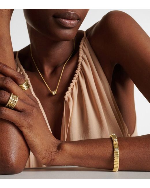 BVLGARI Metallic Tubogas 18Kt Bracelet With Diamonds