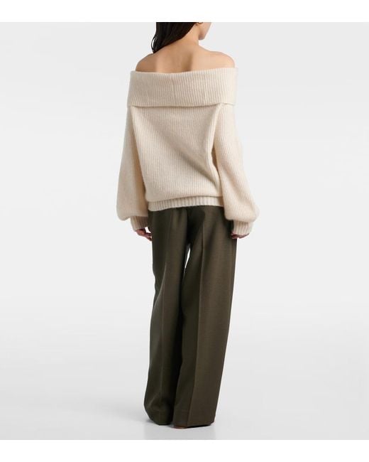 Jardin Des Orangers Natural Off-Shoulder Cashmere And Silk Sweater