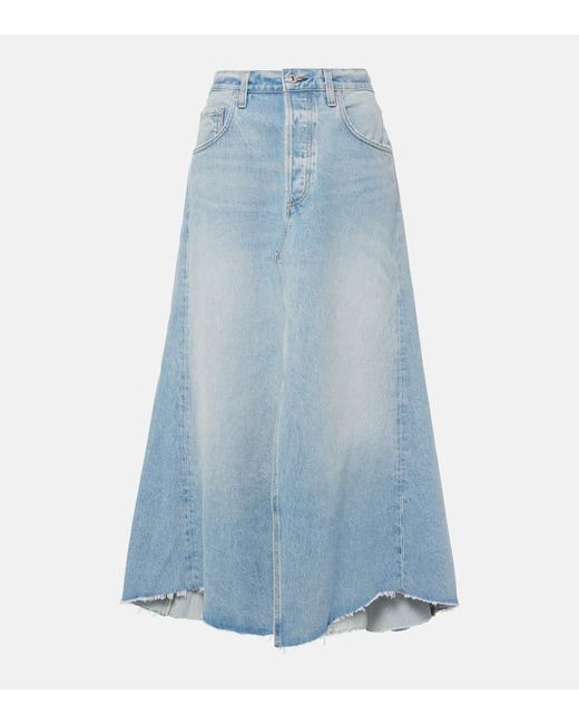 Gonna midi di jeans Mina Reworked di Citizens of Humanity in Blue