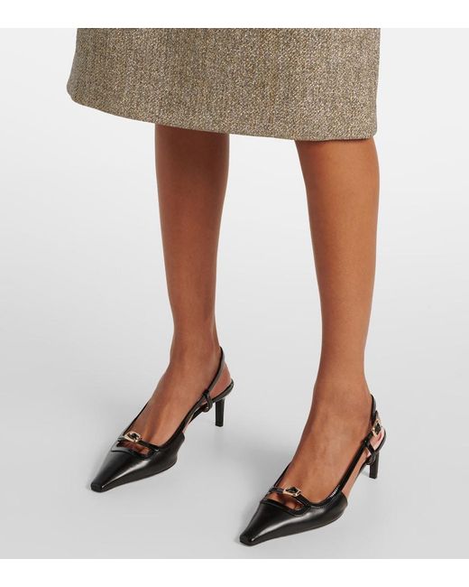 Roger Vivier Black Viv' Canard 55 Leather Slingback Pumps