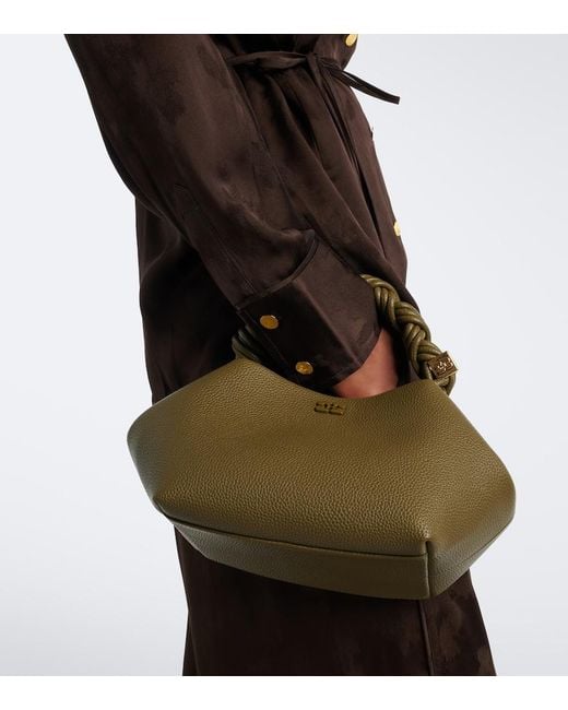 Ganni Green Bou Small Top-Handle Bag