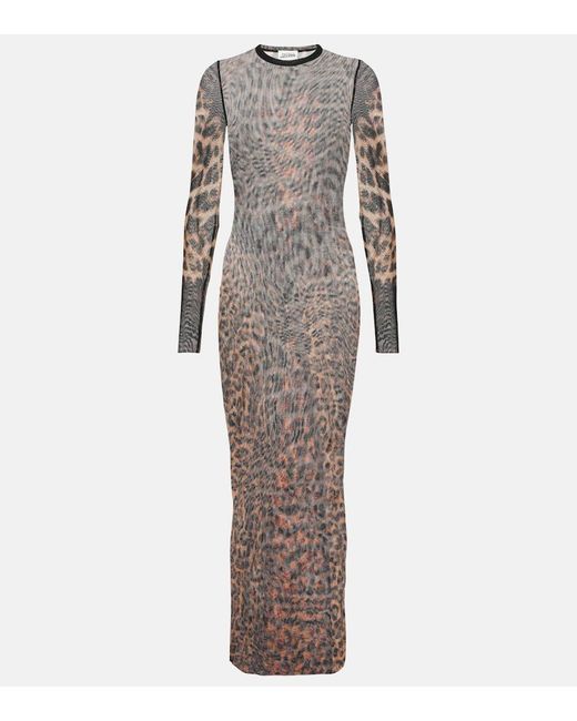 Jean Paul Gaultier Leopard Print Fuzzy Striped Midi Skirt main image 0