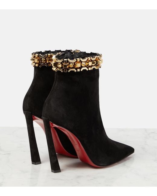 Christian Louboutin Black Asteroispikes Embellished Suede Ankle Boots