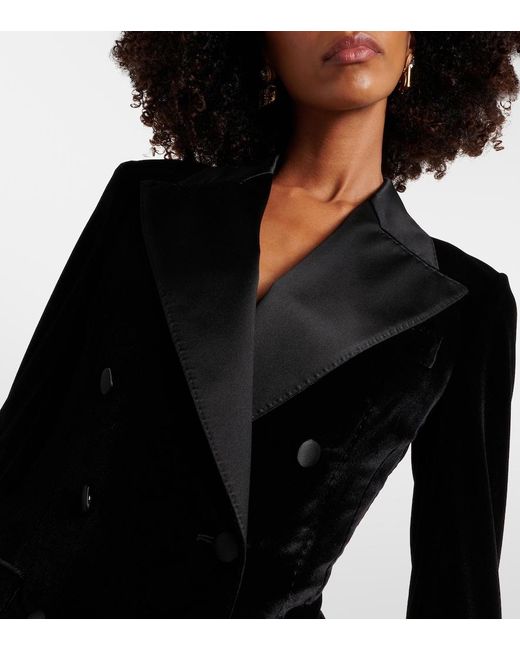 Dolce & Gabbana Black Double-Breasted Velvet Blazer
