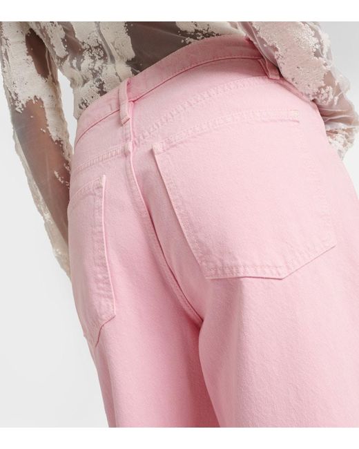 FRAME Pink High-Rise Barrel Jeans