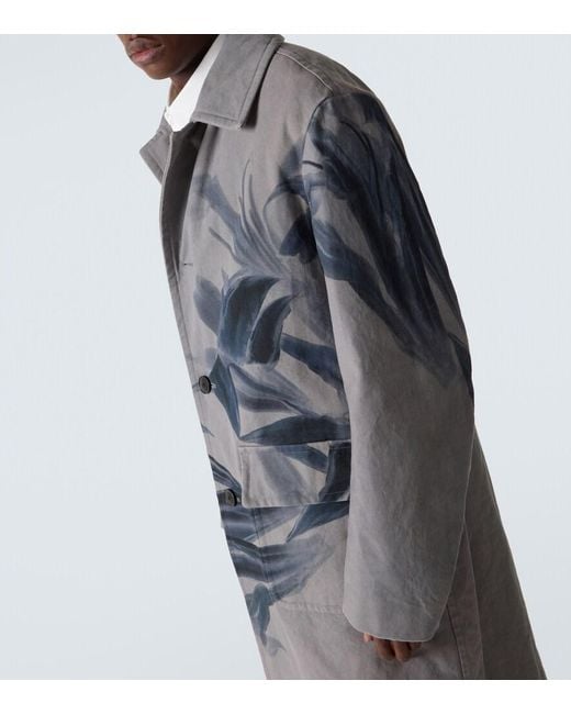 Dries Van Noten Gray Randale Floral Cotton Trench Coat for men