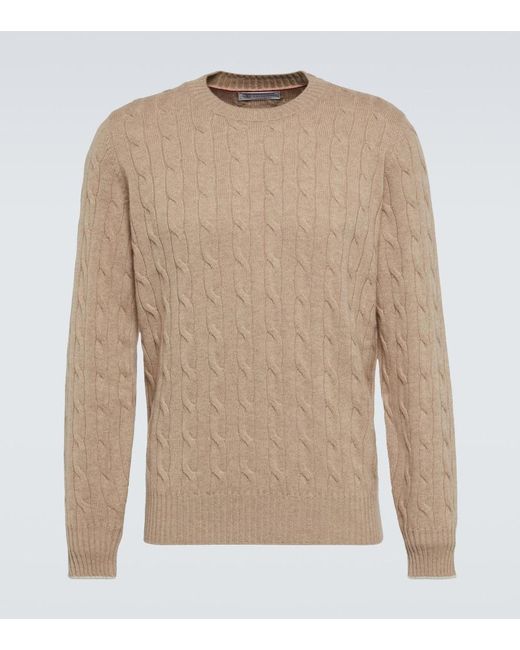 Brunello Cucinelli Natural Cable-Knit Cashmere Sweater for men