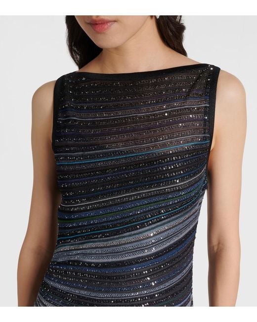 Missoni White Sequined Striped Lame Maxi Dress