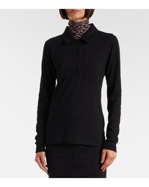 Dries Van Noten Black Cotton Jersey Polo Shirt