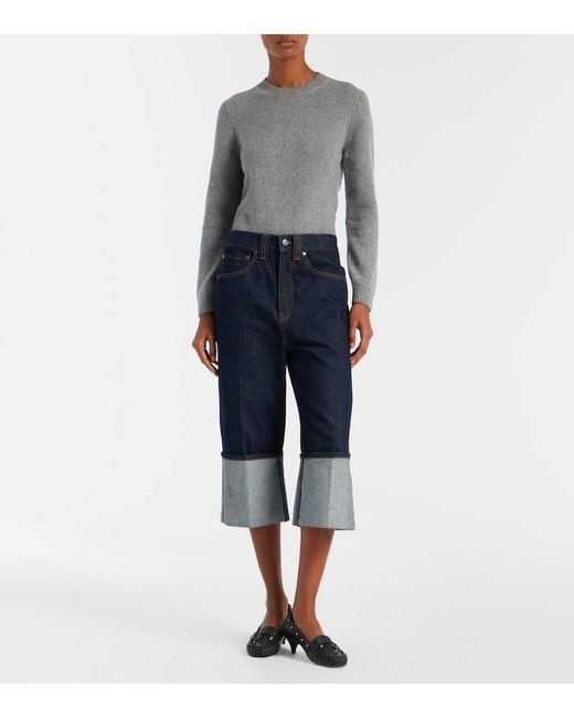 Khaite Blue Boyle Cropped Wide-Leg Jeans