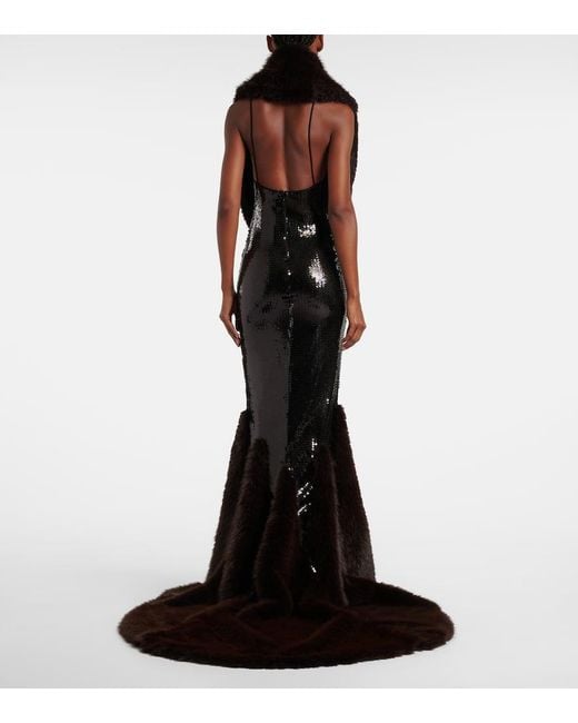 Abito Lungo Con Paillettes di David Koma in Black
