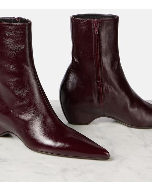 Khaite Brown Sybil 40 Leather Ankle Boots