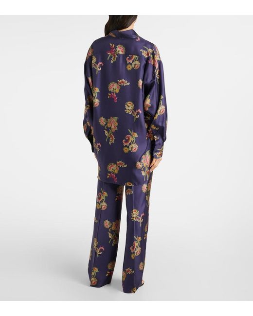 Etro Blue Printed Silk Shirt