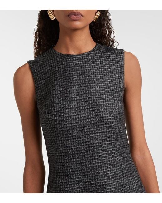Emilia Wickstead Black Hartley Houndstooth Wool-Blend Midi Dress