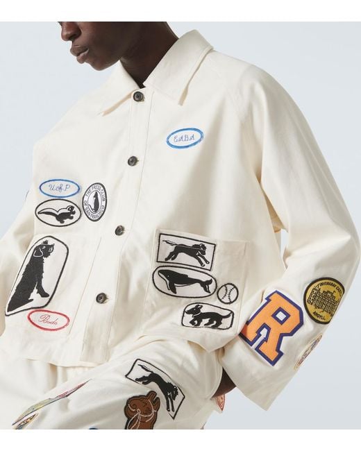 Bode White Cambridge Patch-Applique Cotton Canvas Jacket for men