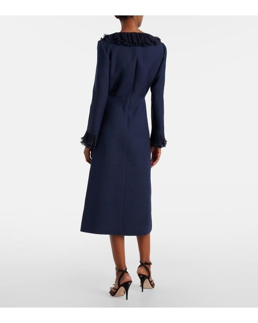 Valentino Blue Crepe Couture Bow-Detail Midi Dress