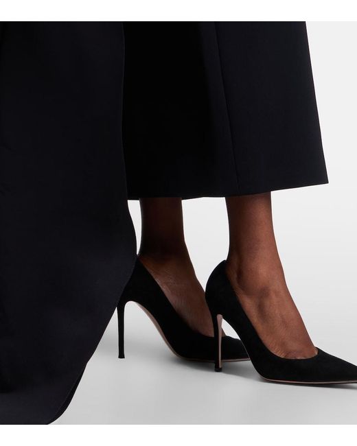 Carolina Herrera Black Bow-Detail Satin-Trimmed Faille Gown