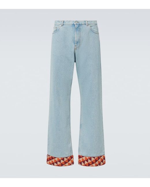 Valentino Wide-Leg Jeans Mit Jacquard in Blue für Herren