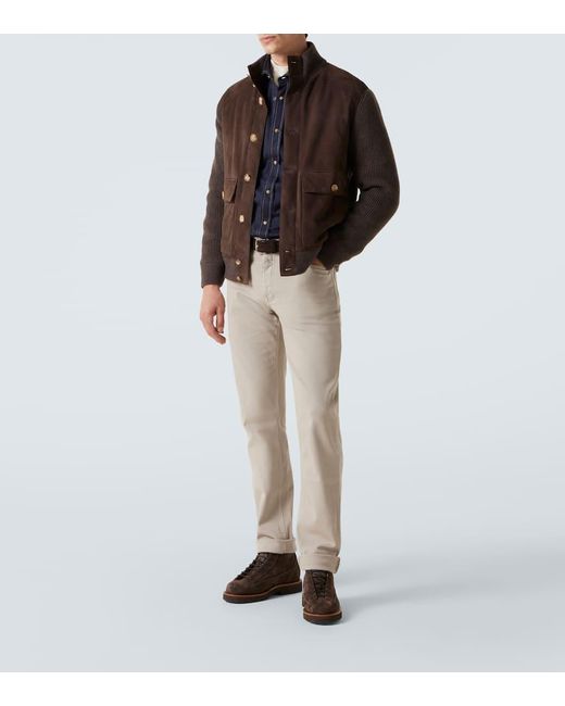 Brunello Cucinelli Brown Suede Ankle Boots for men