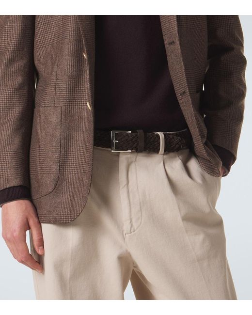 Kiton Brown Woven Suede Belt for men