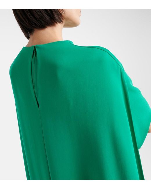 Vestido midi de Cady Couture con capa Valentino de color Green