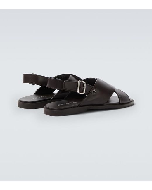 Prada Black Leather Sandals for men